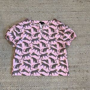 J. Crew Open V Neck Ratti Cheetah Print Top M